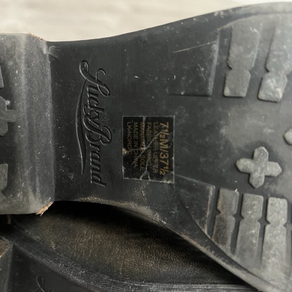 Lucky Brand Booties 7.5 Leather Quilted Nordic Ankle Boots Buckle Boho Western - Picture 8 of 10